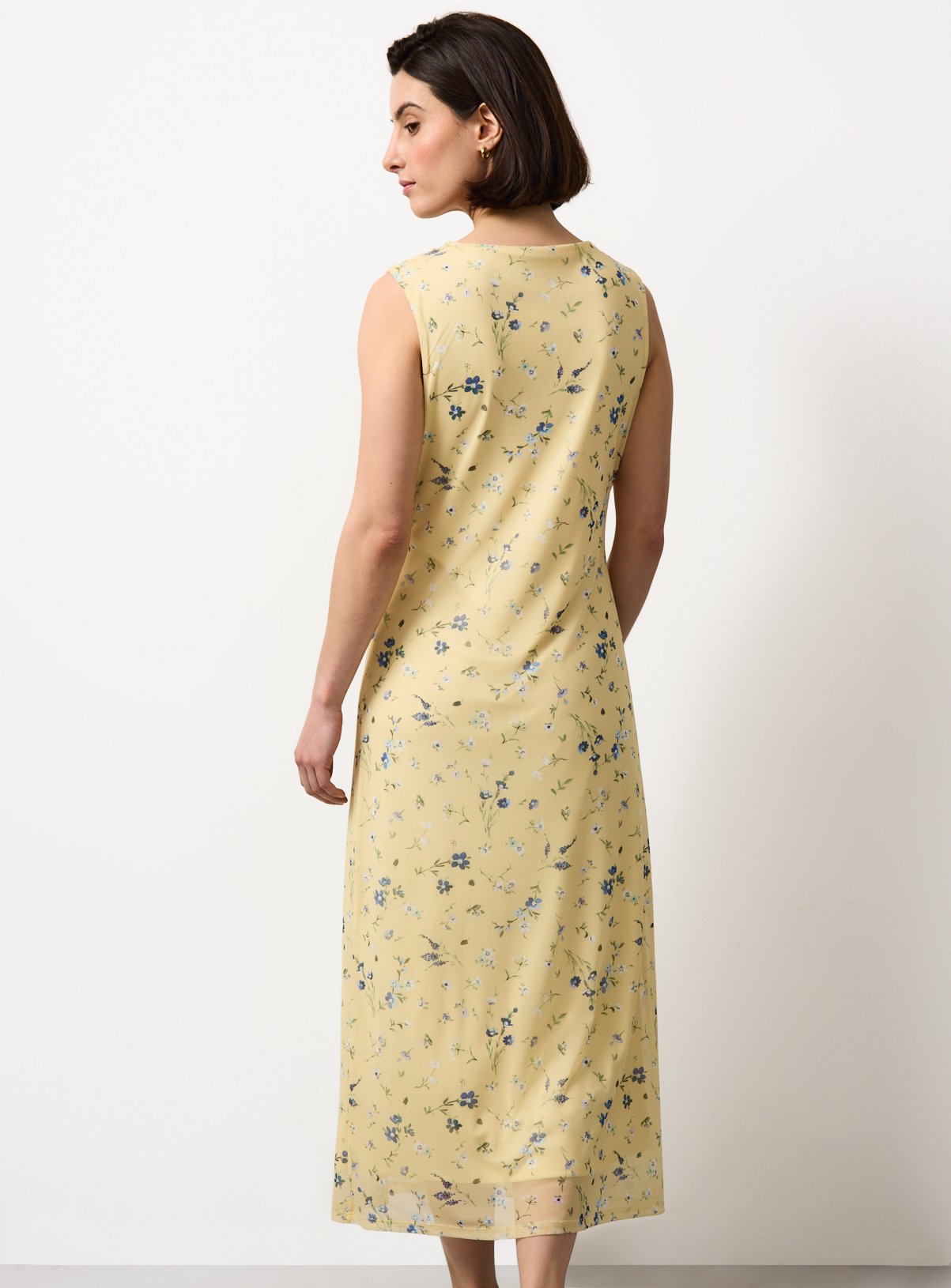 Yellow Floral Print Midaxi Column Dress 10 - Image 4 thumbnail